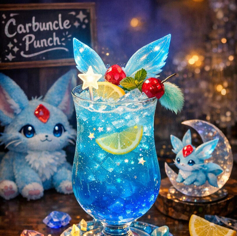 Rum, Blue Curacao, sugared rim, and a sugar bunny. Item: Craftsmans Syrup Price: 10,000G